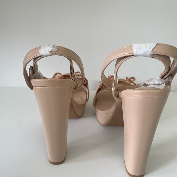 Nude chain link detail block stiletto heel | evening stiletto | size 9 - Picture 6 of 9